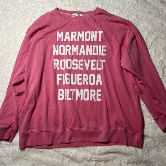 Wildfox Pink Crewneck Sweatshirt with Graphic Text Print‎ – Women’s Large NWT - Picture 2 of 7
